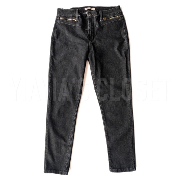 Levi's 32 Women's 721 High-Rise Skinny Zip-Front Ankle Jeans - Black - Picture 6 of 14